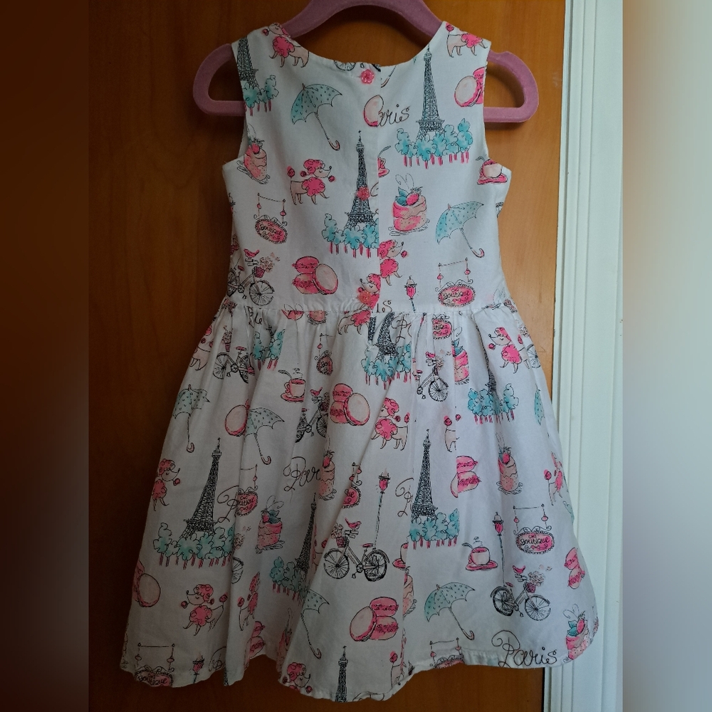 Charming Paris Print Dress with Pink Accents - Picture 2 of 3